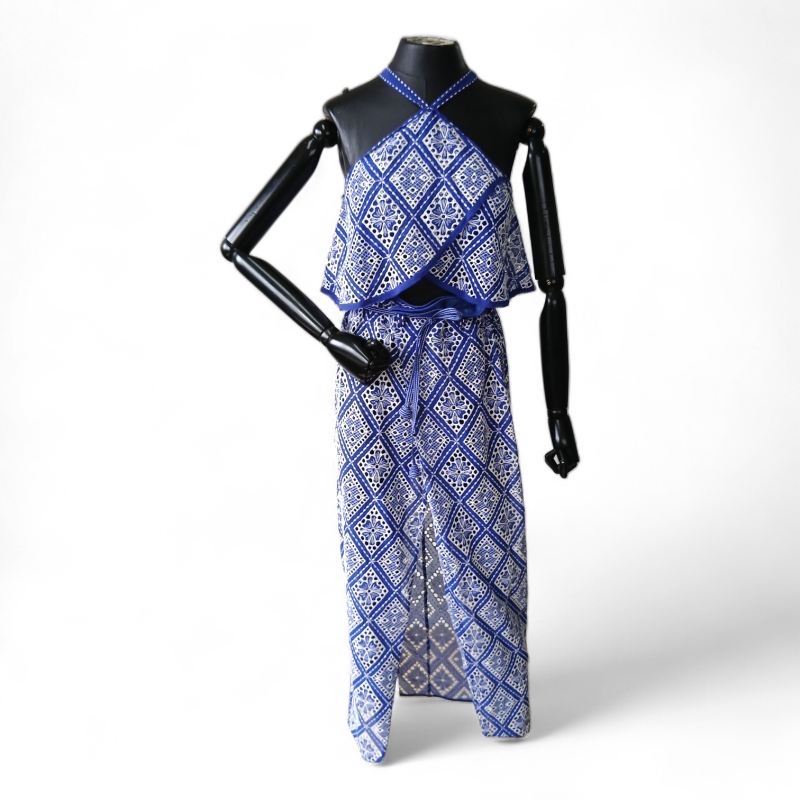 Vestido De Goeye Fortan Azul com Branco - 36