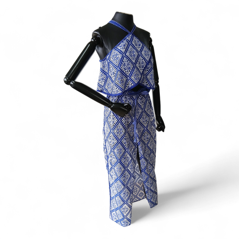 Vestido De Goeye Fortan Azul com Branco - 36