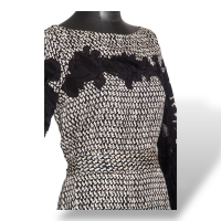Vestido Diane Von Furstemberg Preto e Branco de Seda Estampado-38