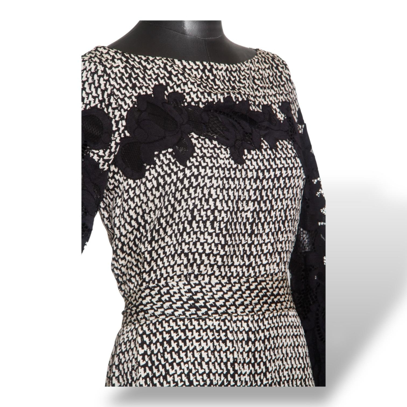 Vestido Diane Von Furstemberg Preto e Branco de Seda Estampado-38 Vestido Diane Von Furstemberg Preto e Branco de Seda Estampado-38