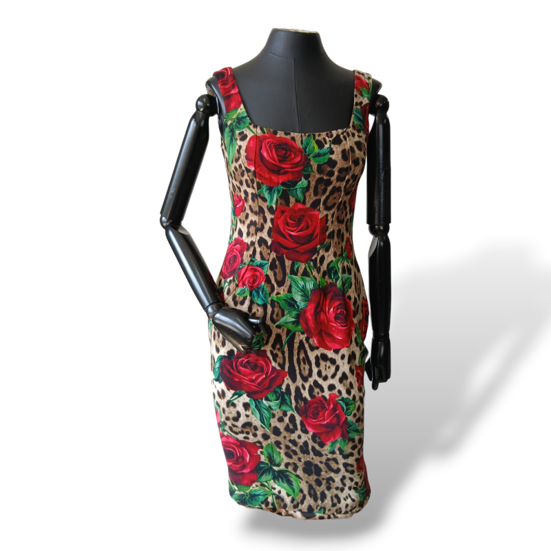 Vestido Dolce &amp; Gabbana Rose Flower Leopard - 40 