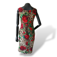 Vestido Dolce & Gabbana Rose Flower Leopard - 40 