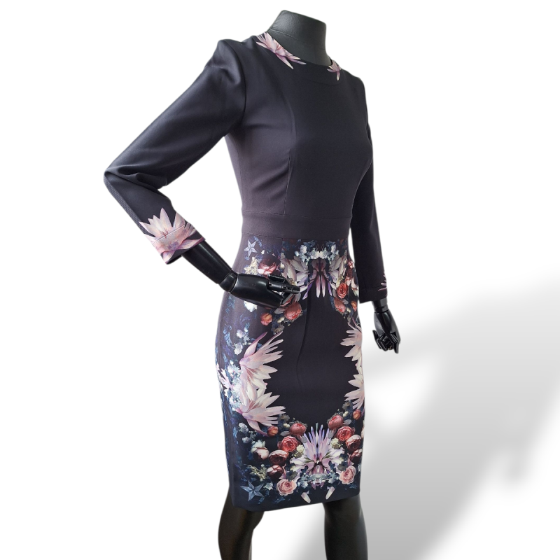 Vestido Givenchy Estampado Preto Manga Longa  Vestido Givenchy Estampado Preto Manga Longa
