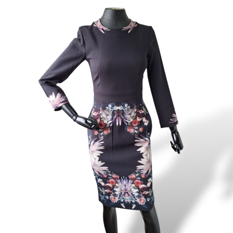 Vestido Givenchy Estampado Preto Manga Longa 