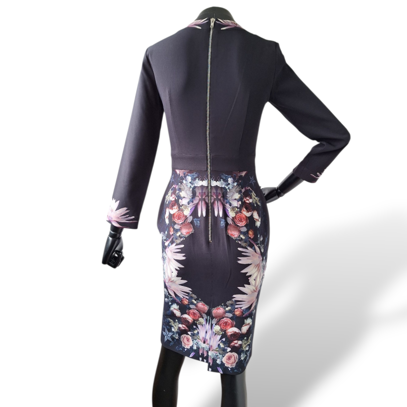 Vestido Givenchy Estampado Preto Manga Longa  Vestido Givenchy Estampado Preto Manga Longa