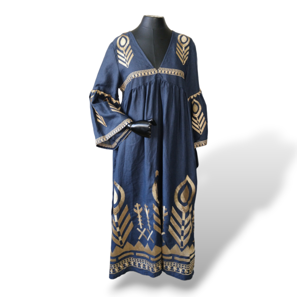 Vestido Greek Archaic Kori Bordado Azul - M 