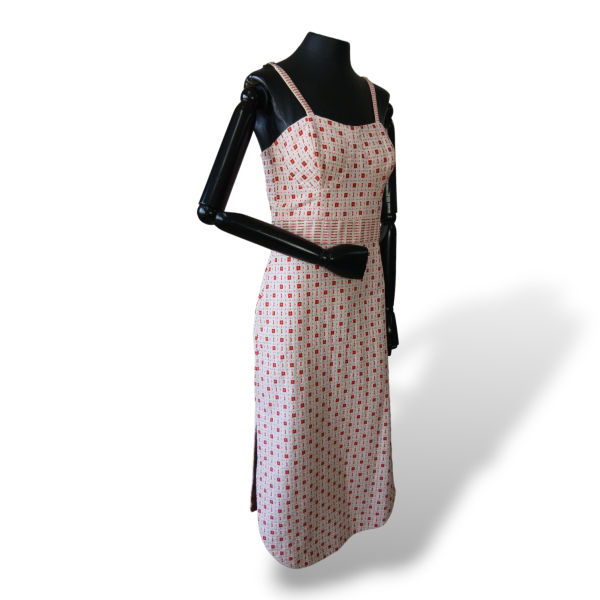 Vestido Isa Branco com Estampa Vermelha e Rosa - 38