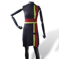 Vestido Louis Vuitton Preto Com Listras Vermelho E Verde