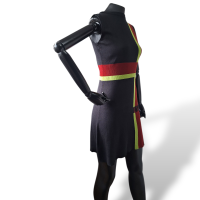 Vestido Louis Vuitton Preto Com Listras Vermelho E Verde