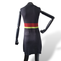 Vestido Louis Vuitton Preto Com Listras Vermelho E Verde