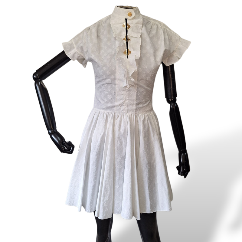 Vestido Louis Vuitton Branco Detalhe Gola-34