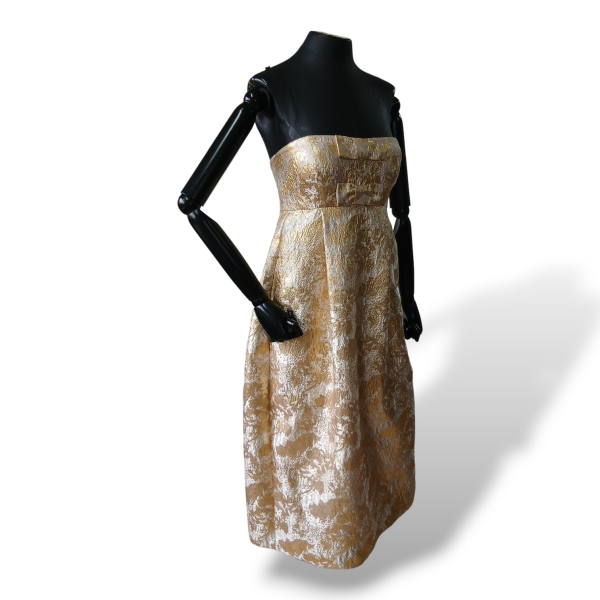 Vestido D-Gaia Dourado Adamascado-36