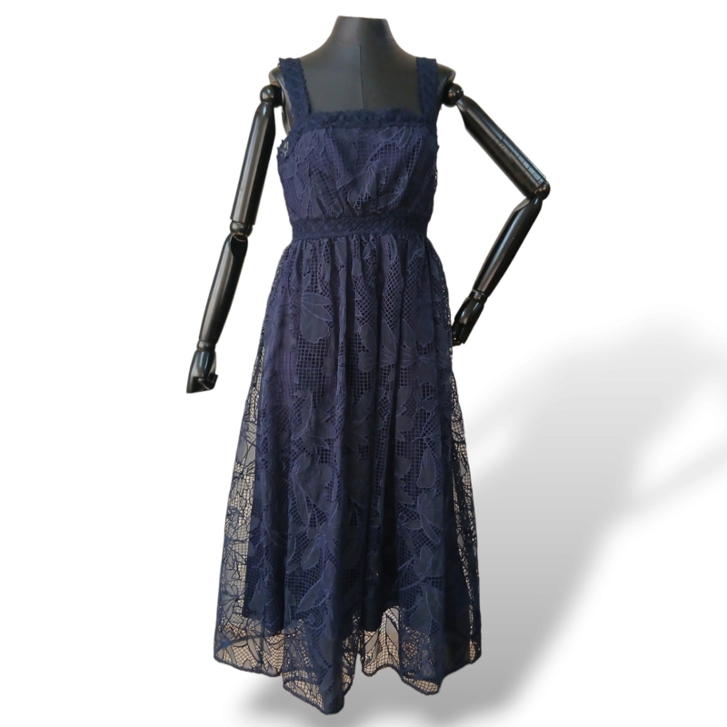 Vestido Monique Lhuillier Renda Azul Marinho - 40 