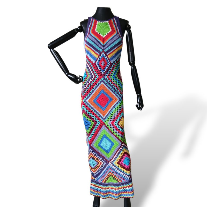 Vestido Angela Souza Bordado Colorido-PP