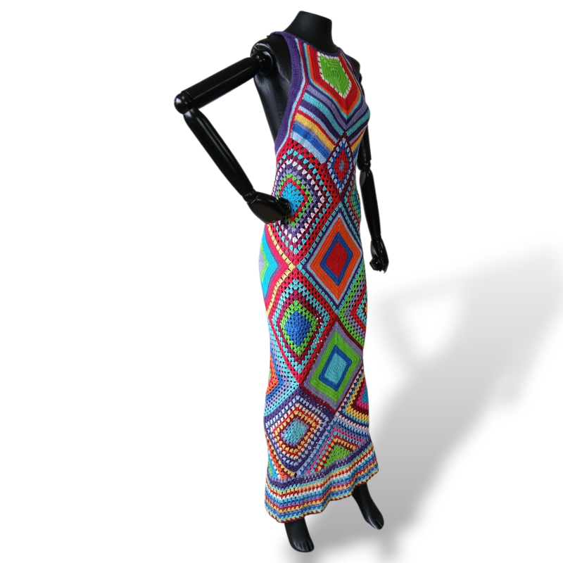 Vestido Angela Souza Bordado Colorido-PP