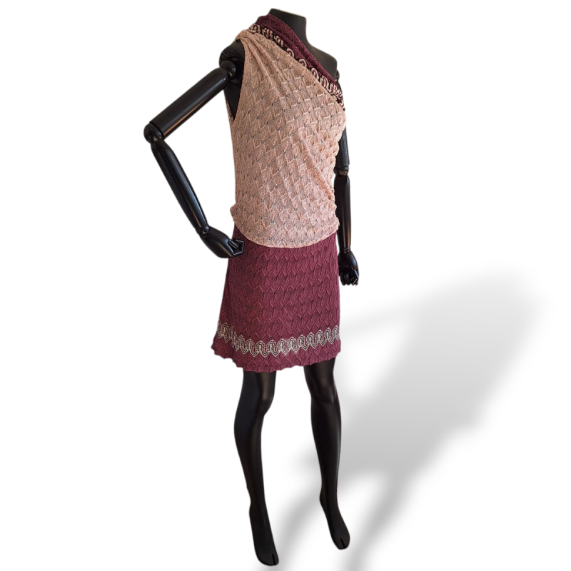 Vestido Missoni Ombro Único Roxo com Rosa - 38 Vestido Missoni Ombro Único Roxo com Rosa - 38