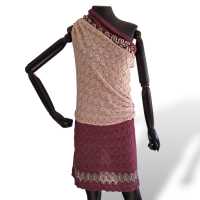 Vestido Missoni Ombro Único Roxo com Rosa - 38