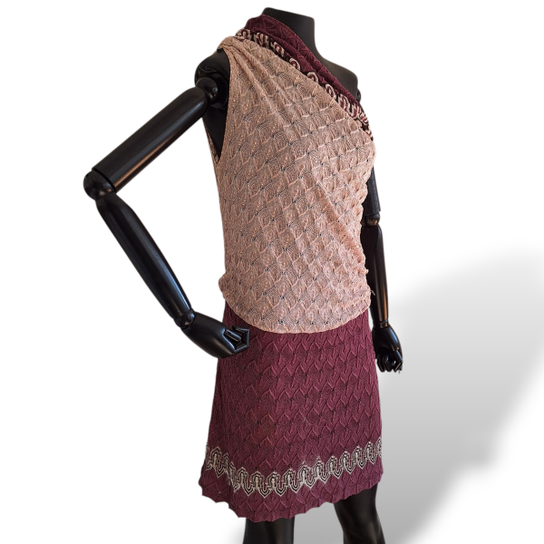 Vestido Missoni Ombro Único Roxo com Rosa - 38