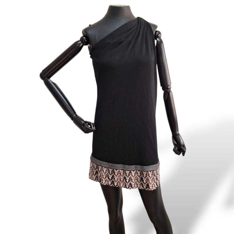 Vestido Missoni Ombro Único Preto Detalhe na Barra - 40 Vestido Missoni Ombro Único Preto Detalhe na Barra - 40