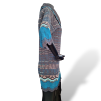 Vestido Missoni Cinza Listras Horizontais Azul e Laranja-38