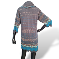 Vestido Missoni Cinza Listras Horizontais Azul e Laranja-38