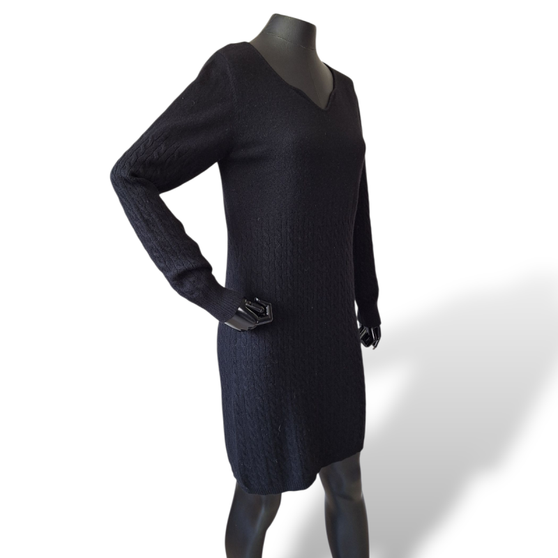 Vestido Mixed em Cashmere Preto-M Vestido Mixed em Cashmere Preto-M