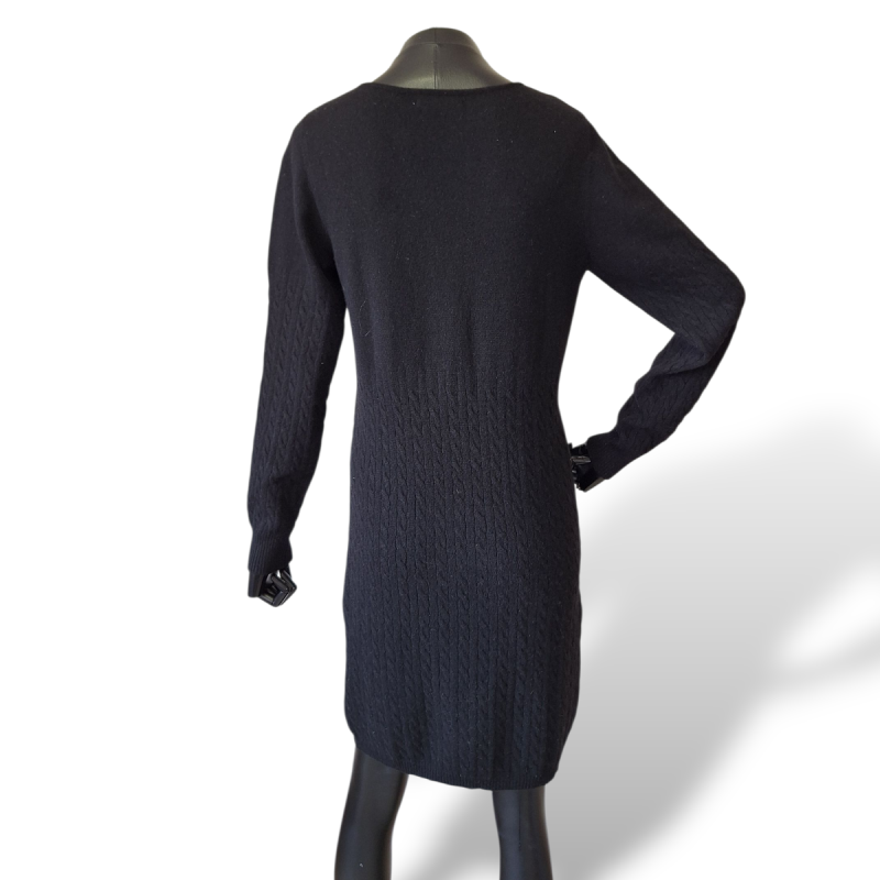 Vestido Mixed em Cashmere Preto-M