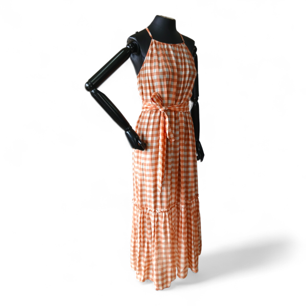 Vestido Sun NKStore Xadrez Laranja