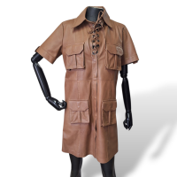 Vestido Talie NK em Couro Caramelo - 40