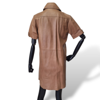 Vestido Talie NK em Couro Caramelo - 40