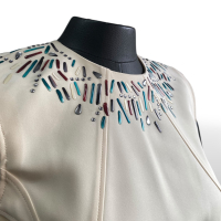 Vestido Louis Vuitton Cru com Detalhes na Gola - 38