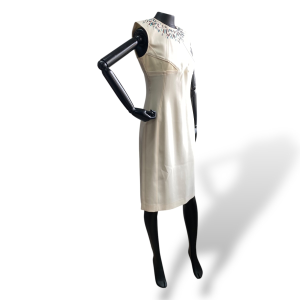 Vestido Louis Vuitton Cru com Detalhes na Gola - 38