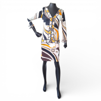 Vestido Emilio Pucci Preto, Bege e Laranja-36