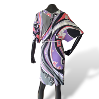 Vestido Emilio Pucci Estampado Tons Rosa e Roxo-40 Vestido Emilio Pucci Estampado Tons Rosa e Roxo-40