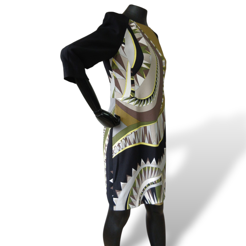 Vestido Emilio Pucci Preto com Tons de Verde-40