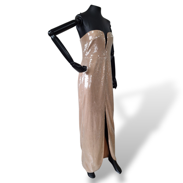 Vestido Self Portrait Lantejoula Bege-40