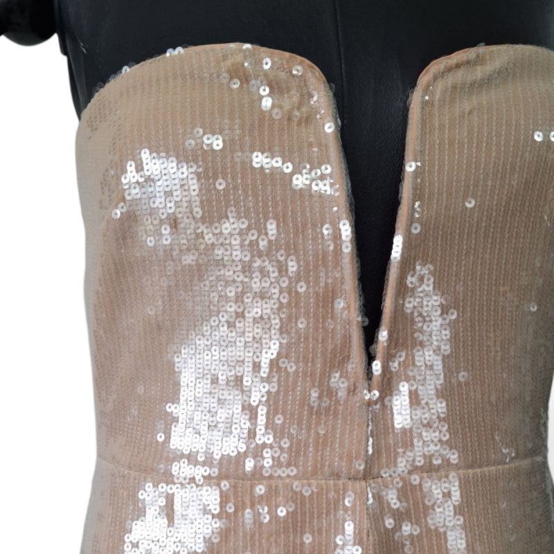 Vestido Self Portrait Lantejoula Bege-40