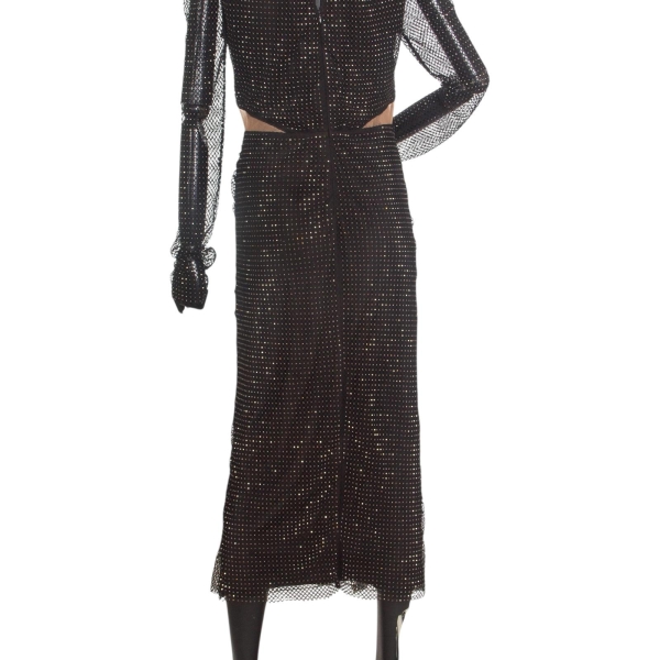 Vestido Self Portrait Preto com Strass Manga Comprida-44