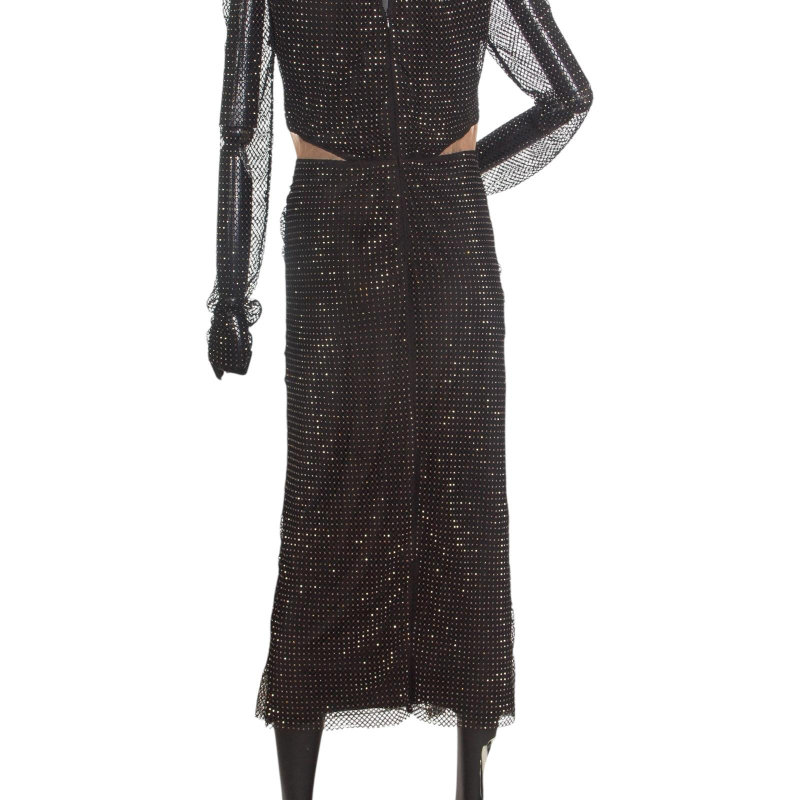 Vestido Self Portrait Preto com Strass Manga Comprida-44