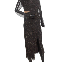Vestido Self Portrait Preto com Strass Manga Comprida-44