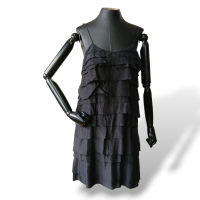 Vestido Stella McCartney Seda Preto Babado-36