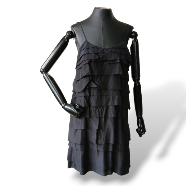 Vestido Stella McCartney Seda Preto Babado-36