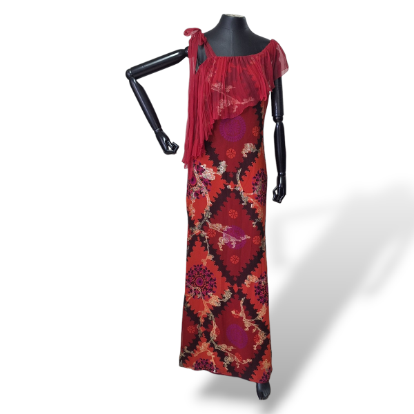Vestido Emanuel Ungaro Estampado Vinho com Lurex - 38