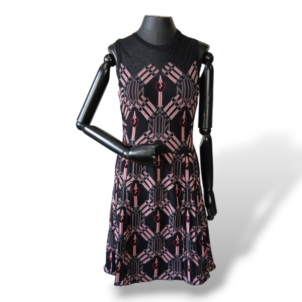Vestido Valentino Preto com Fundo Rosa - P
