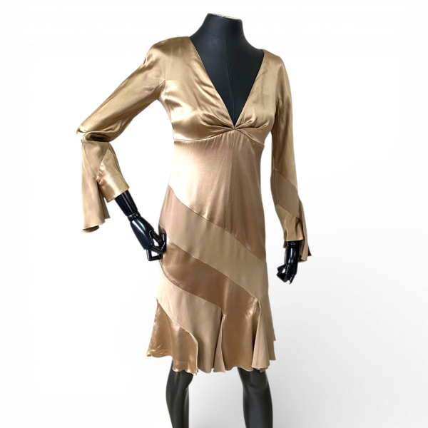 Vestido Valentino de Seda Dourado-38