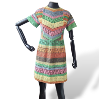 Vestido Valentino De Renda Com Listras Coloridas-36