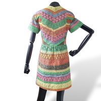 Vestido Valentino De Renda Com Listras Coloridas-36