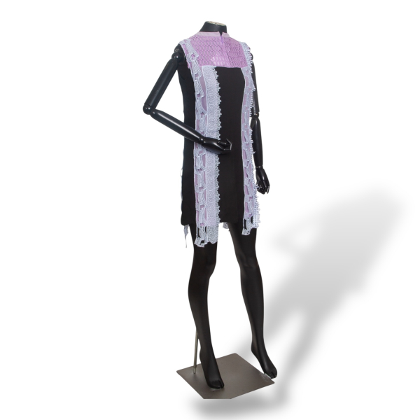 Vestido Versace Lilás e Preto Rendado-36