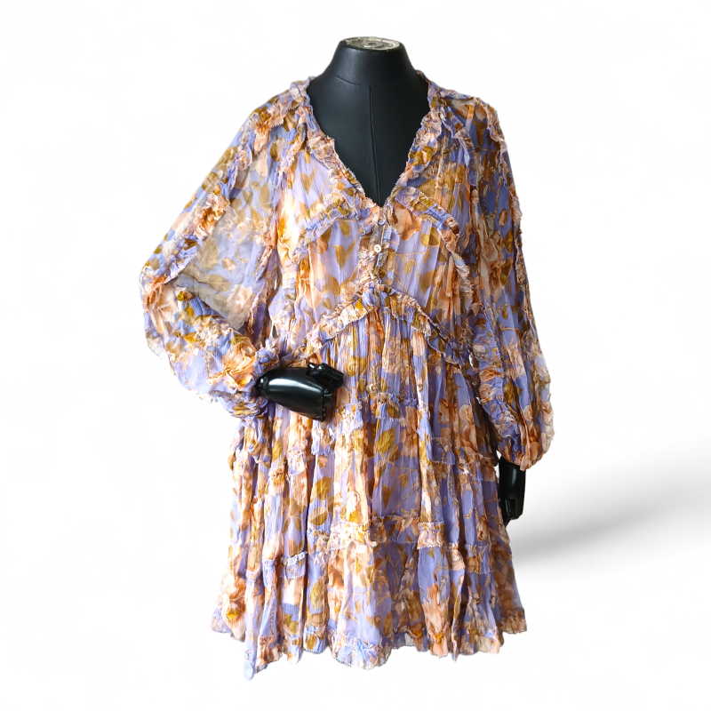 Vestido Zimmermann Lilás com Bege Curto-36