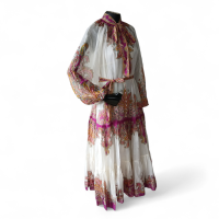 Vestido Zimmermann Branco com Fúcsia